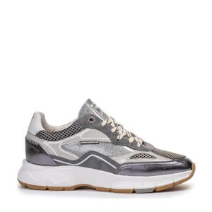 Daysi 01.11 leren sneakers met glitters zilver