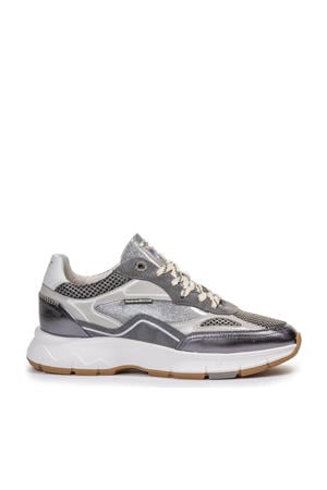Daysi 01.11 leren sneakers met glitters zilver