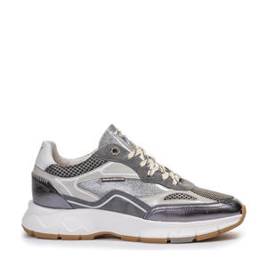 Daysi 01.11 leren sneakers met glitters zilver
