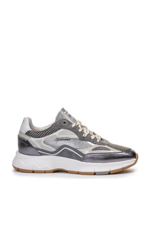 Daysi 01.11 leren sneakers met glitters zilver