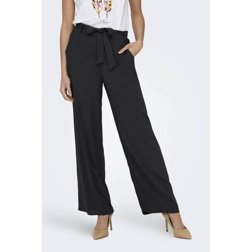 ONLY straight regular waist palazzo broek zwart afbeelding
