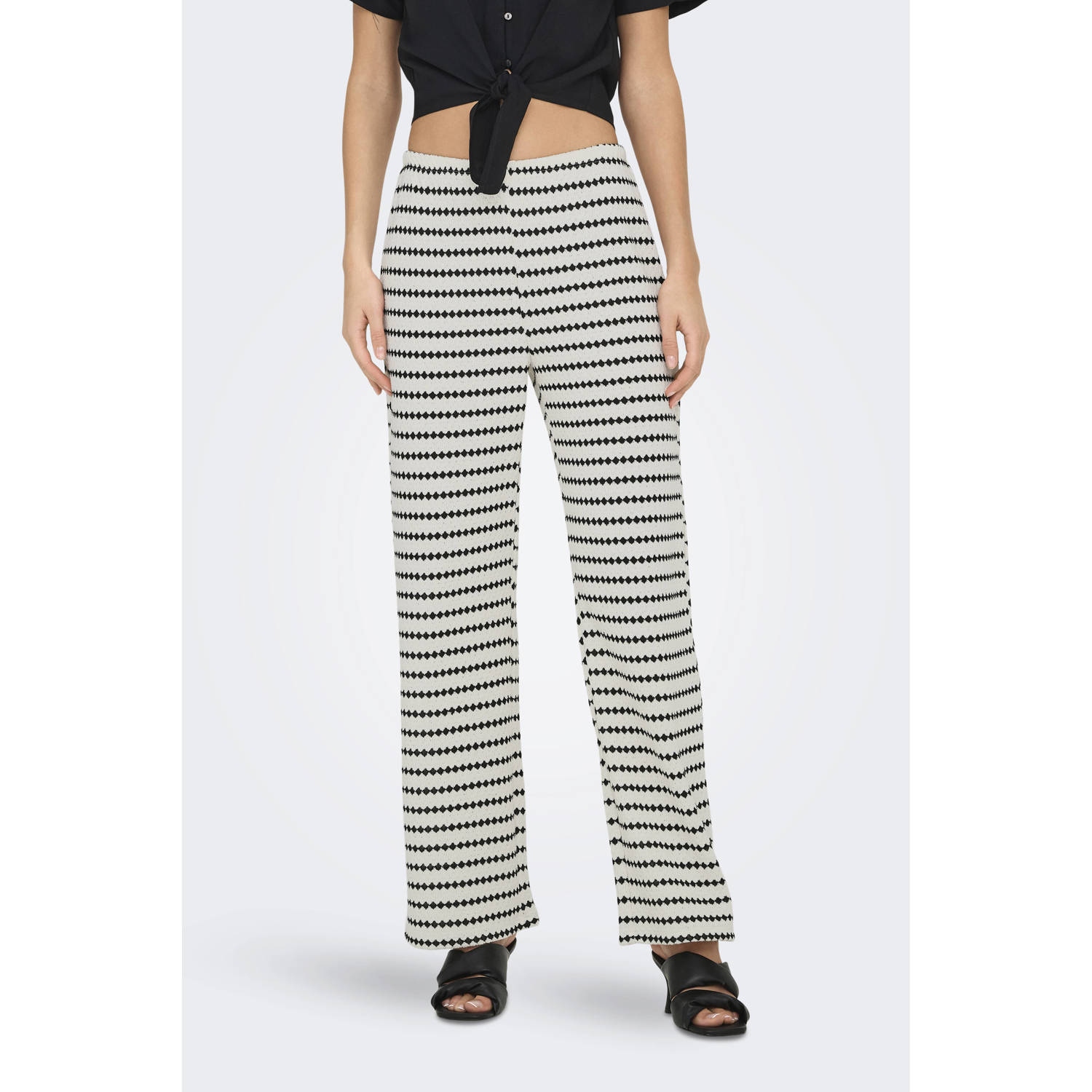 ONLY regular waist casual broek wit gebreid