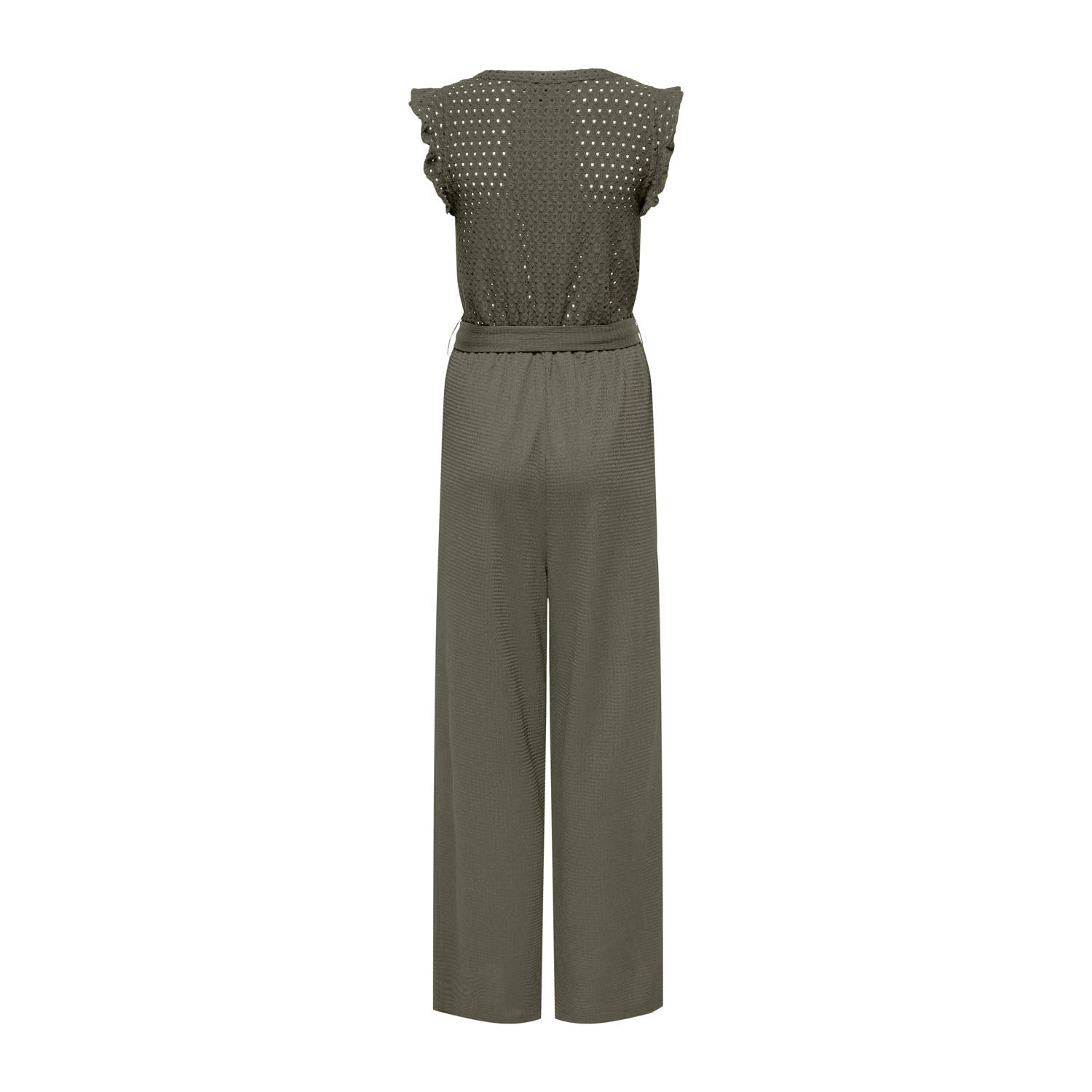 ONLY wide leg jumpsuit donkergroen broderie