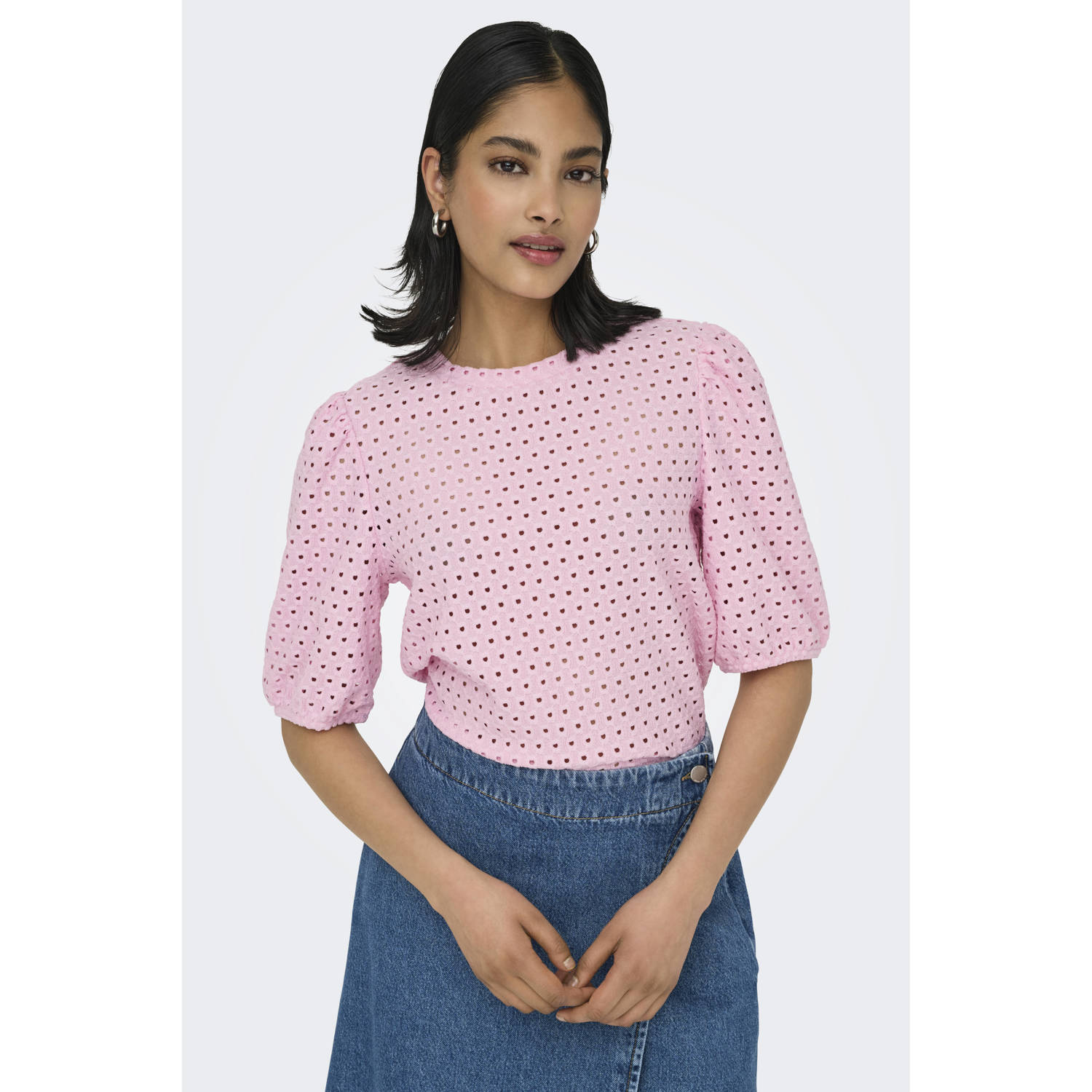 ONLY top lichtroze gebreid