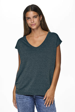 top blauw met lurex