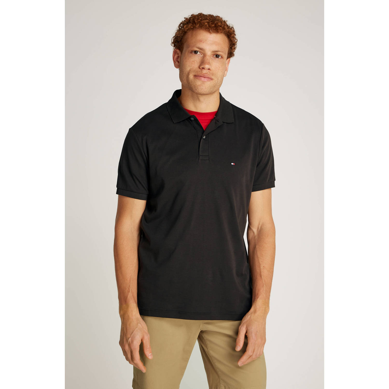 Tommy Hilfiger regular polo zwart