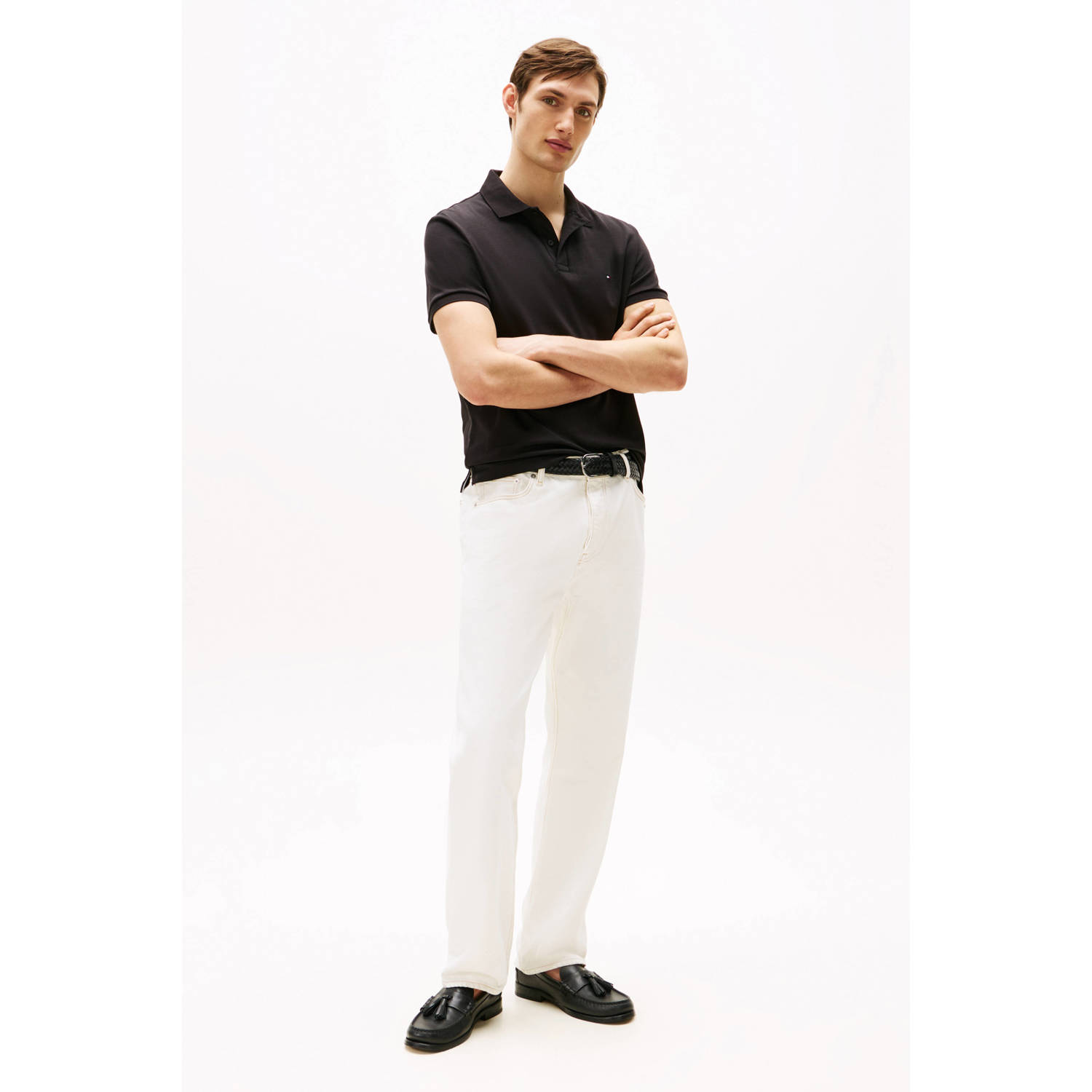 Tommy Hilfiger regular polo zwart