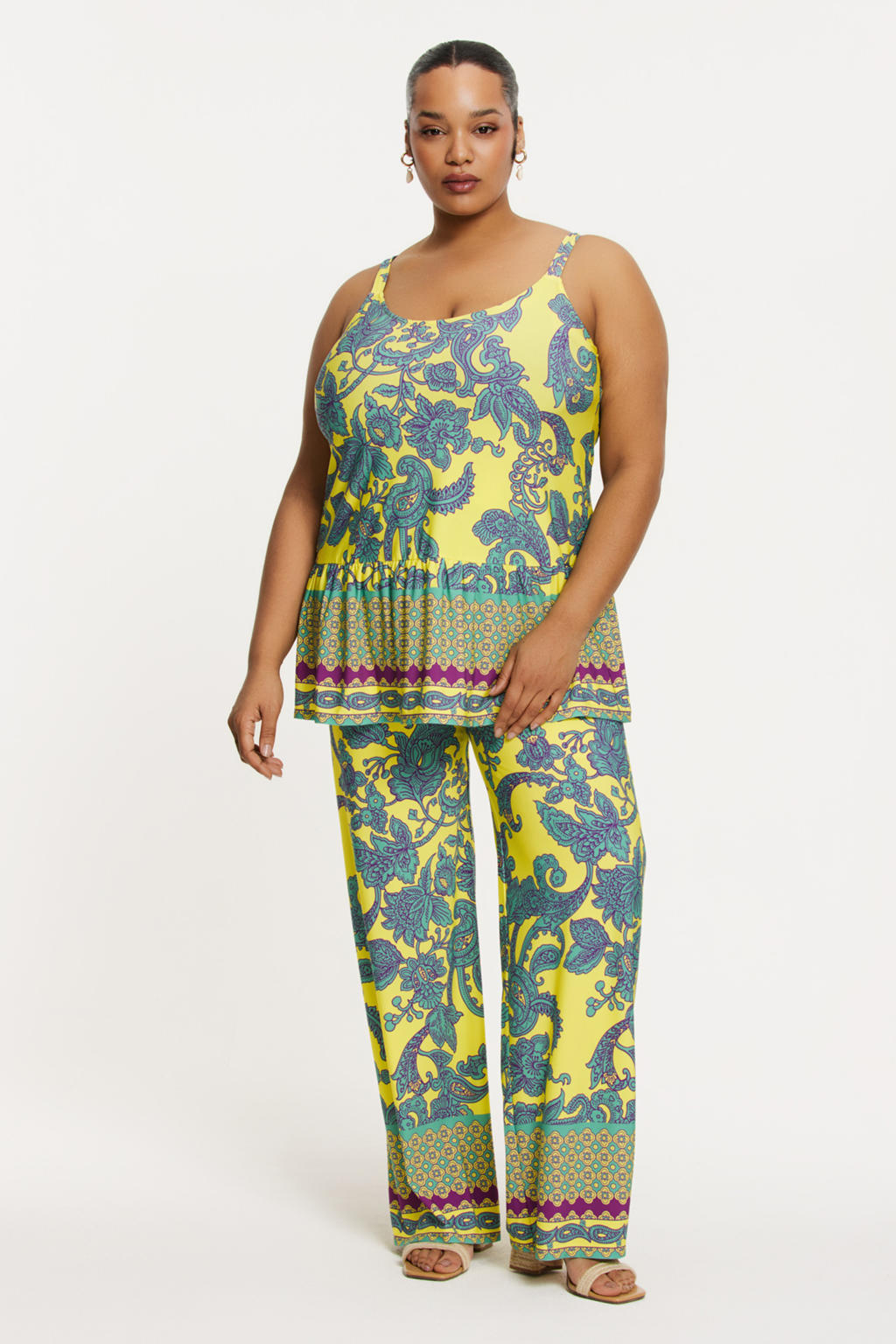 YOEK wide leg regular waist casual broek multi