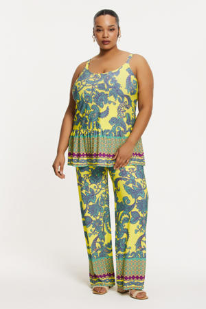 wide leg regular waist casual broek multi