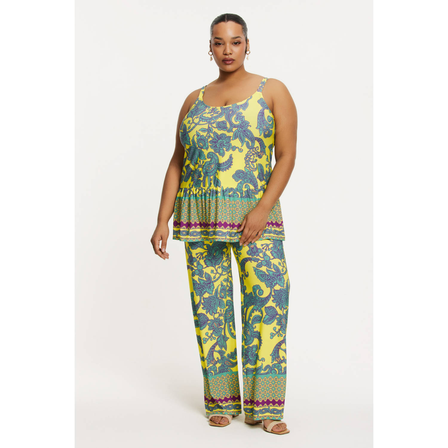 YOEK wide leg regular waist casual broek multi