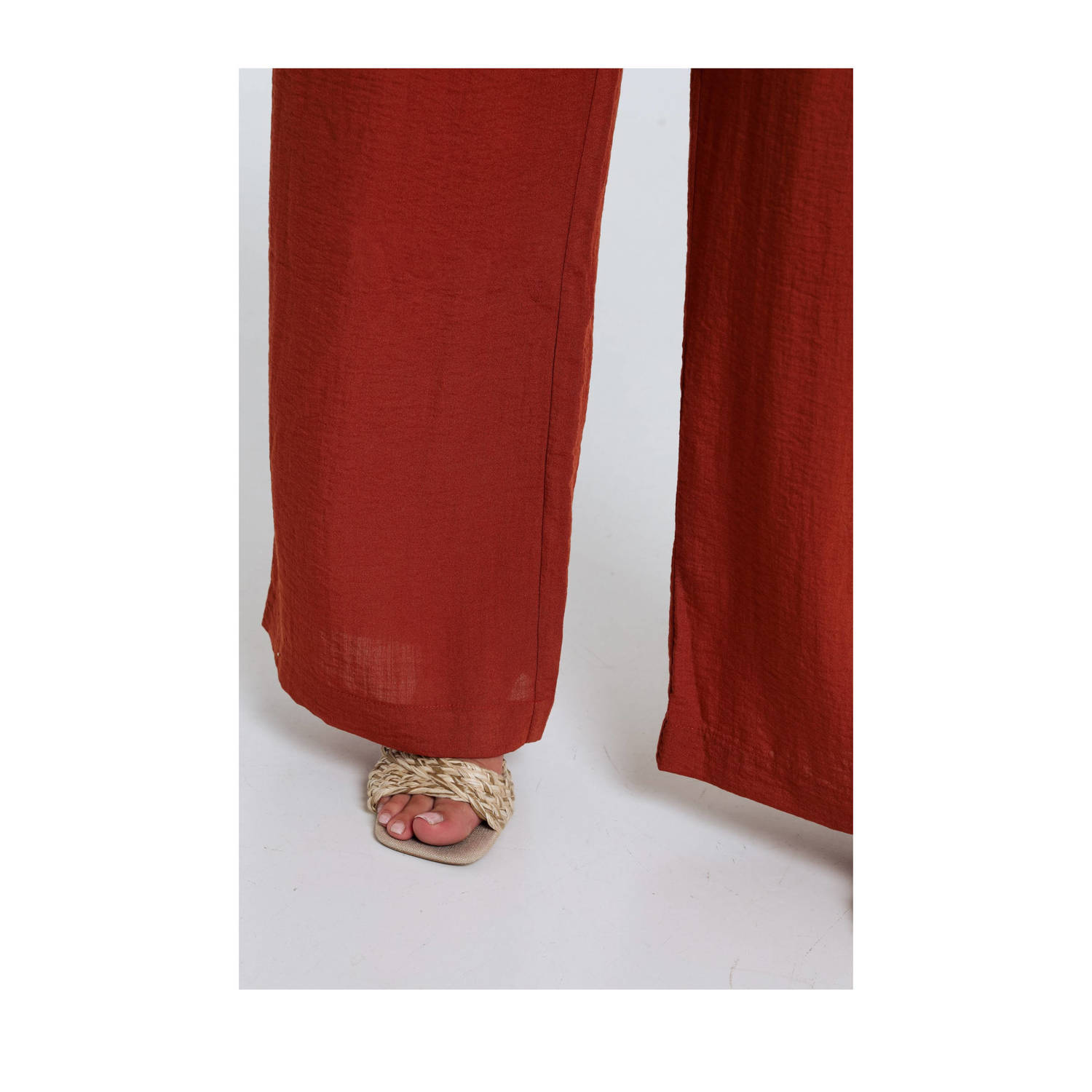 Paprika straight regular waist broek roodbruin