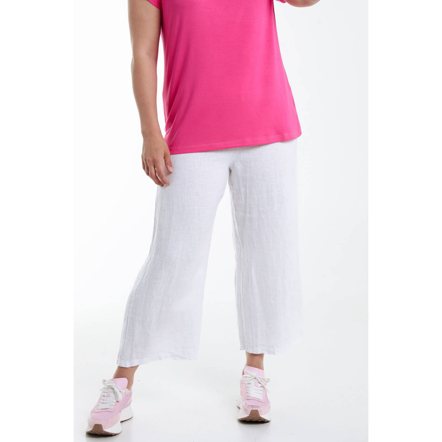Paprika linnen wide leg regular waist broek wit