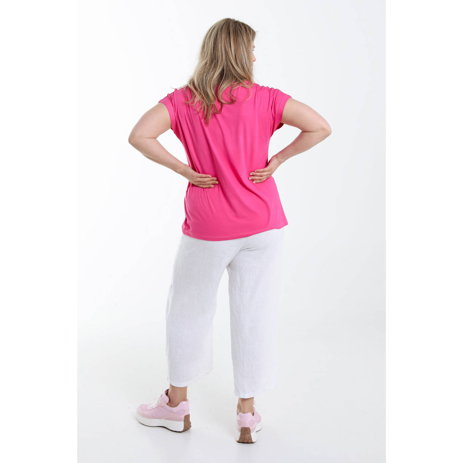 Paprika linnen wide leg regular waist broek wit