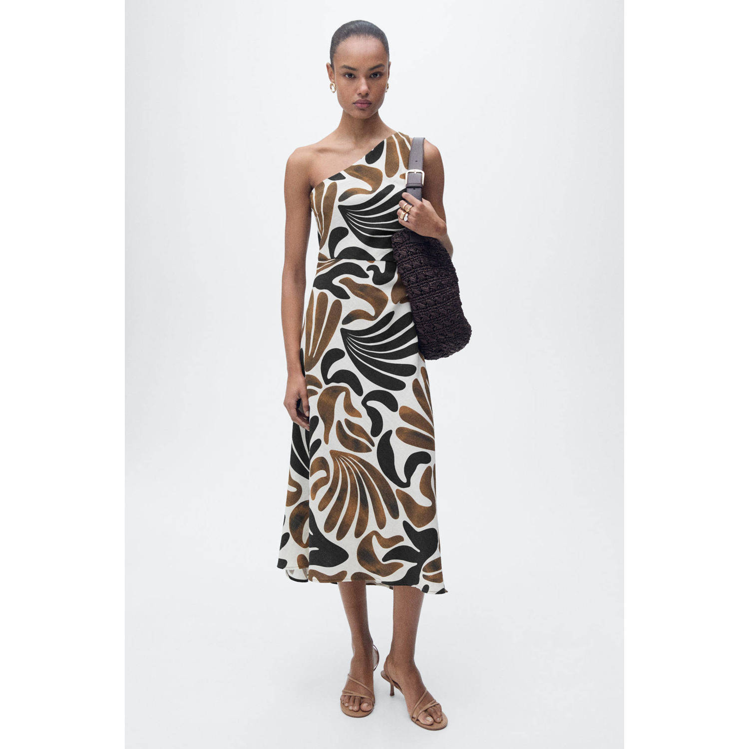 Mango midi jurk bruin
