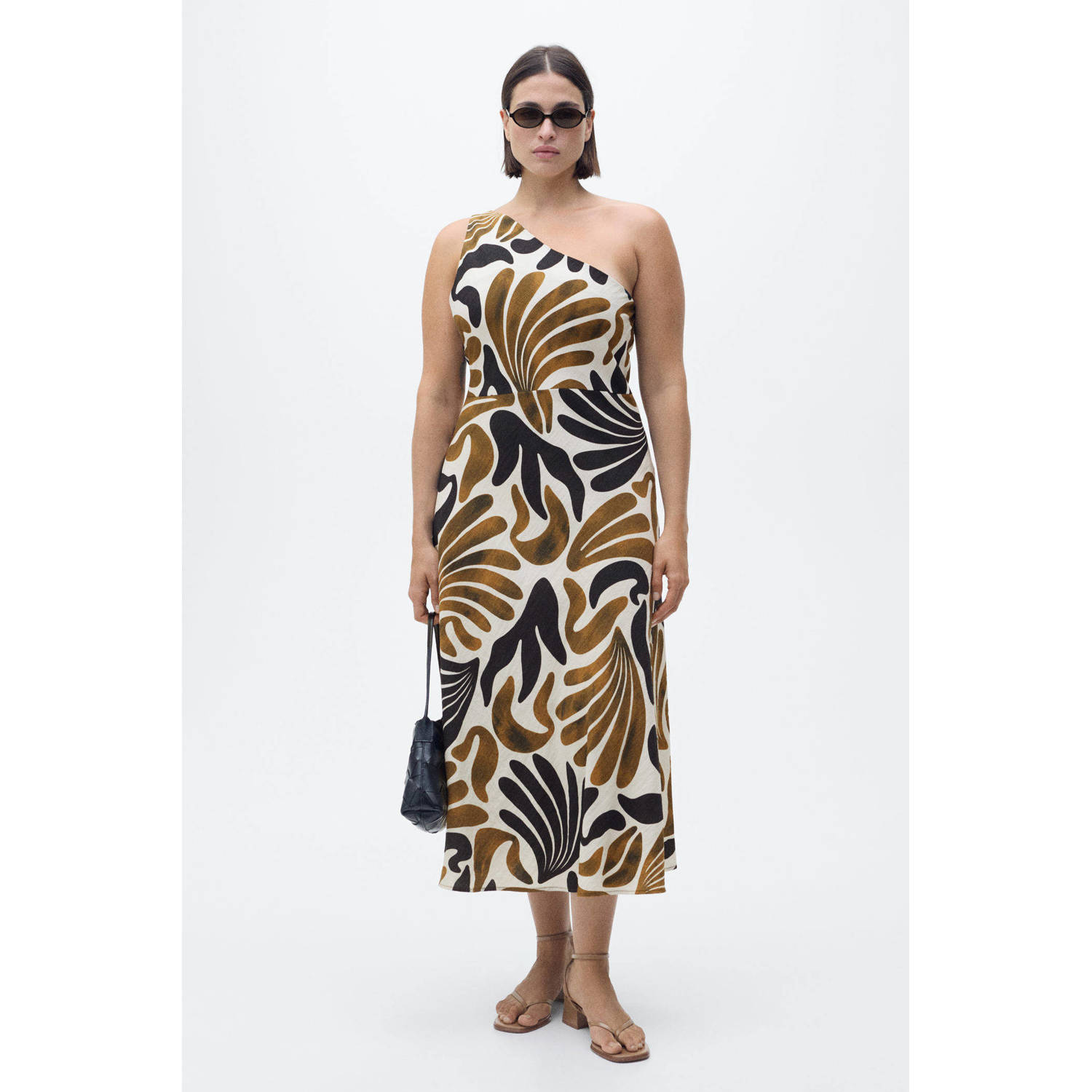 Mango midi jurk bruin