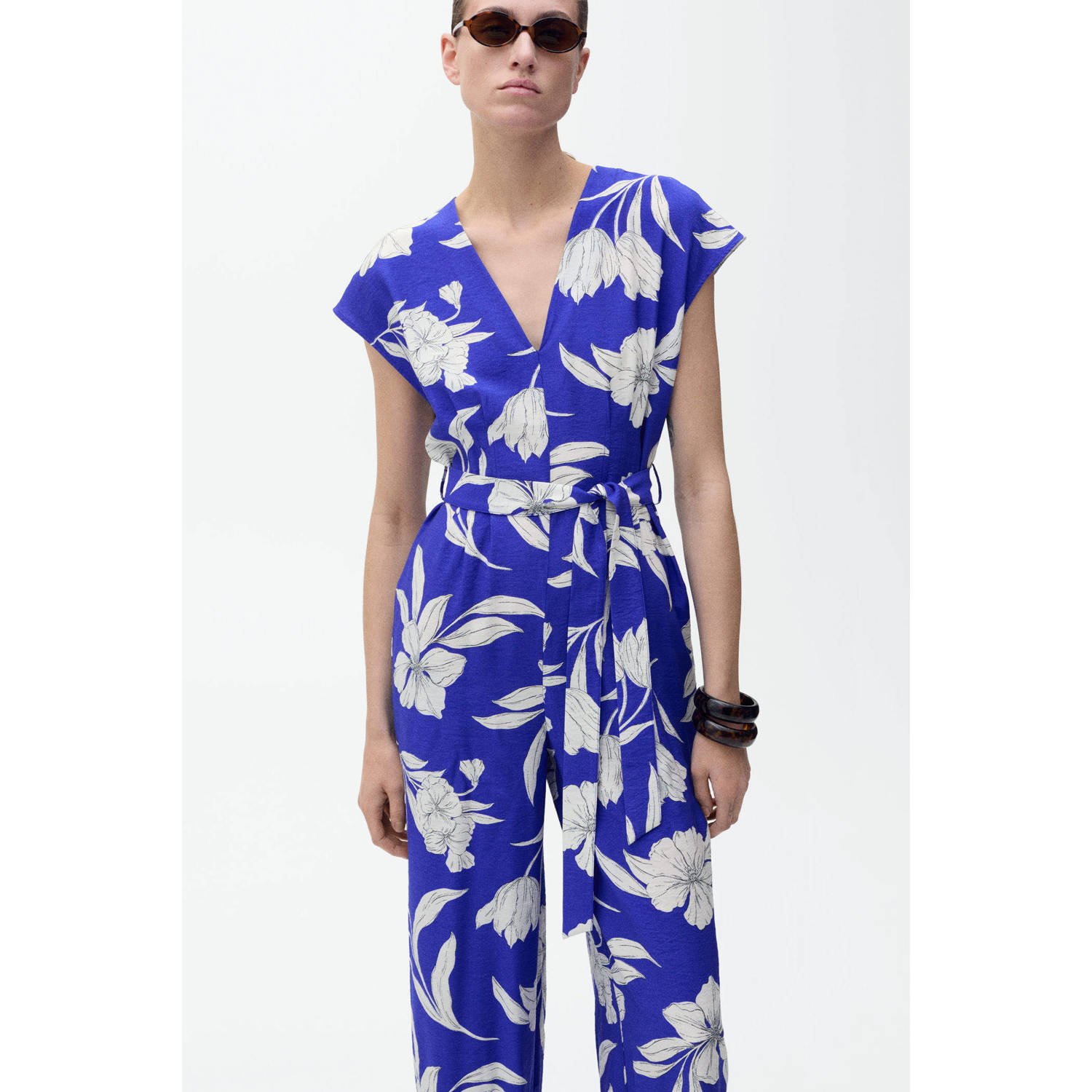 Mango wide leg jumpsuit blauw