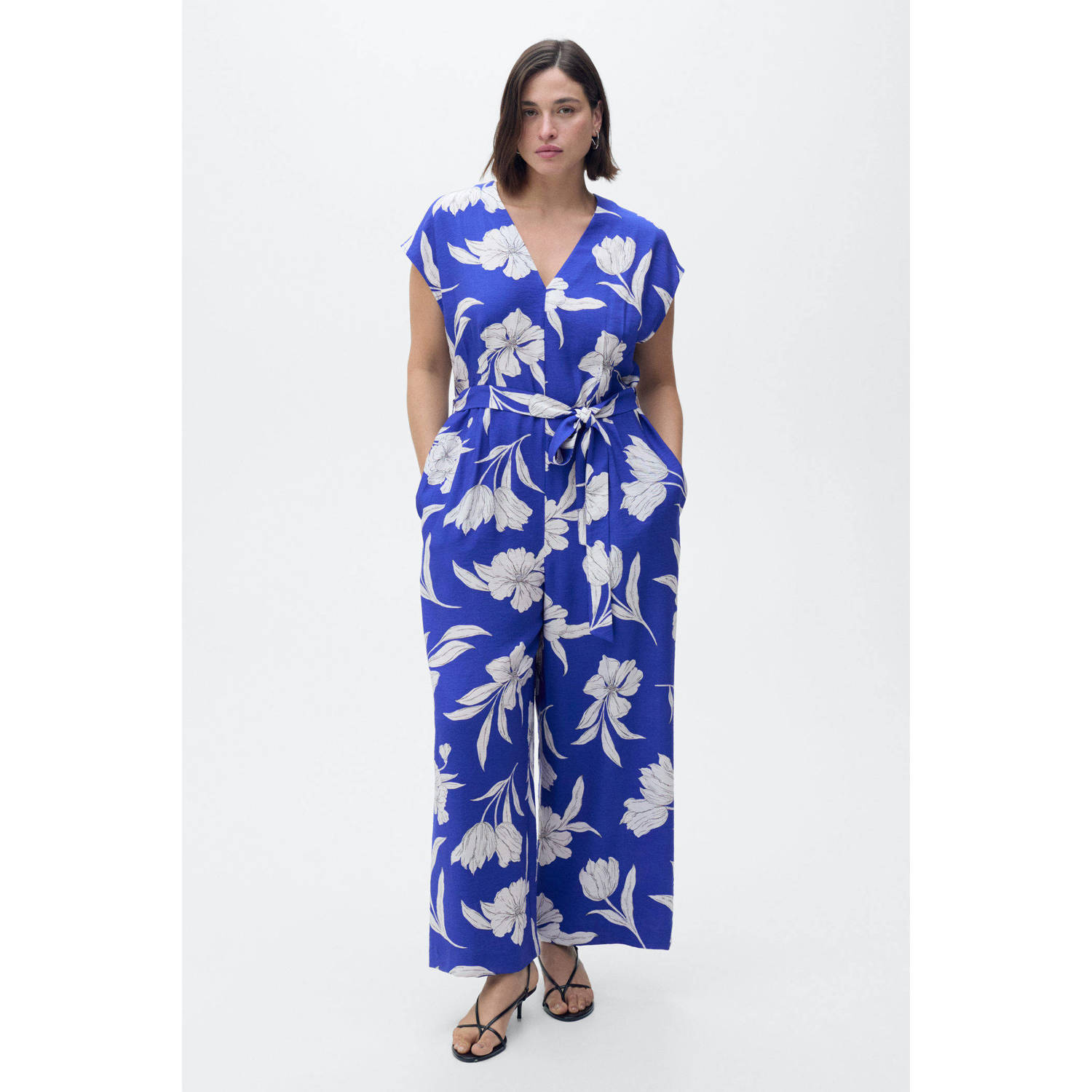 Mango wide leg jumpsuit blauw