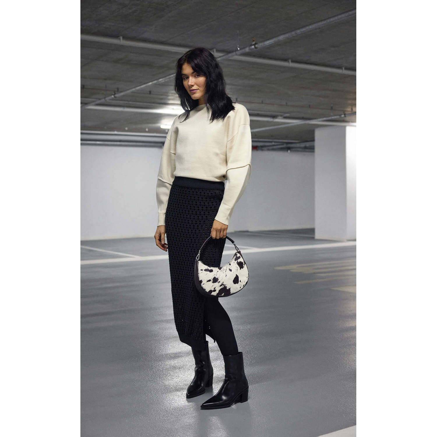 Markberg leren crossbody tas Helia bruin wit