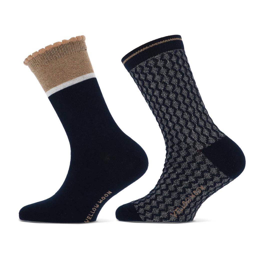 Yellow Moon sokken - donkerblauw/beige (set van 2)