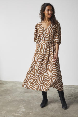 midi jurk bruin