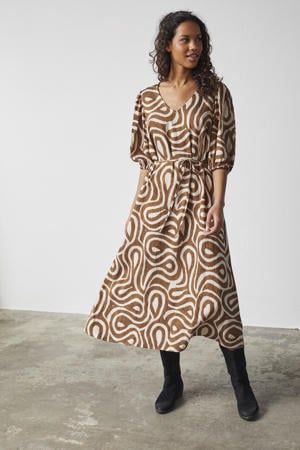 midi jurk bruin