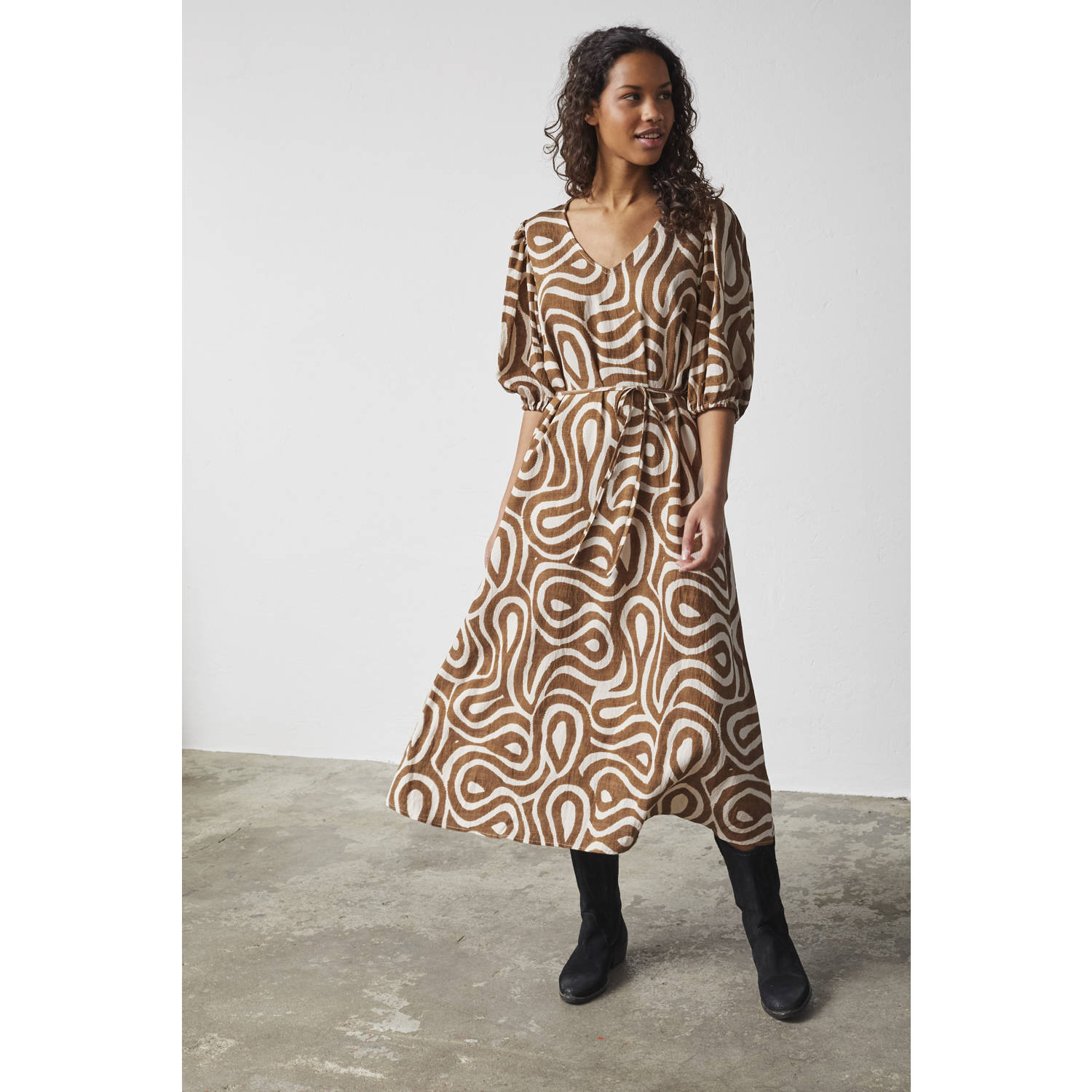 SisterS Point midi jurk bruin