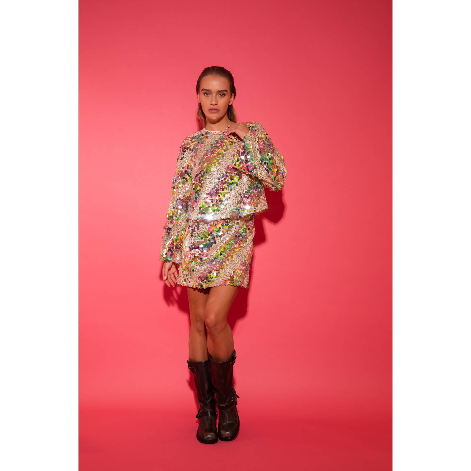 Studio AMAYA korte rok met pailletten multi