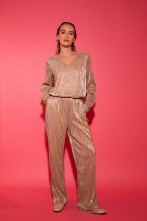 straight high waist broek goud