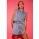 Studio AMAYA straight high waist denim short light blue denim met glitter