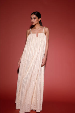 midi jurk beige
