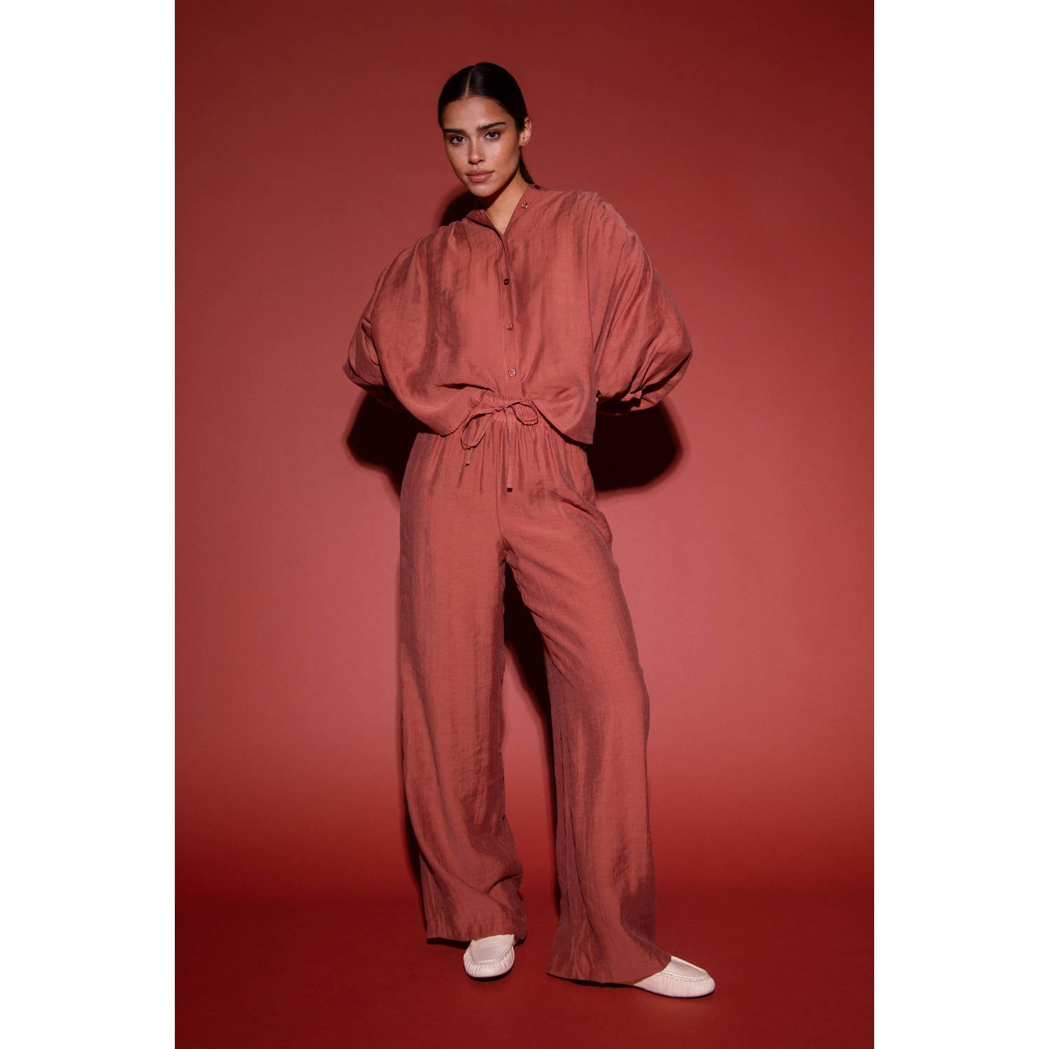 AMAYA Amsterdam straight regular waist broek oudroze