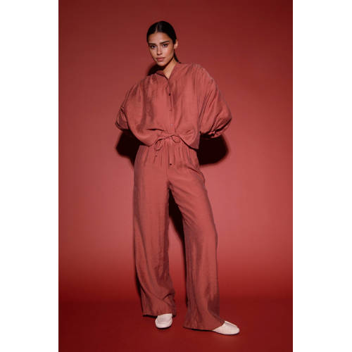 AMAYA Amsterdam straight regular waist broek oudroze afbeelding