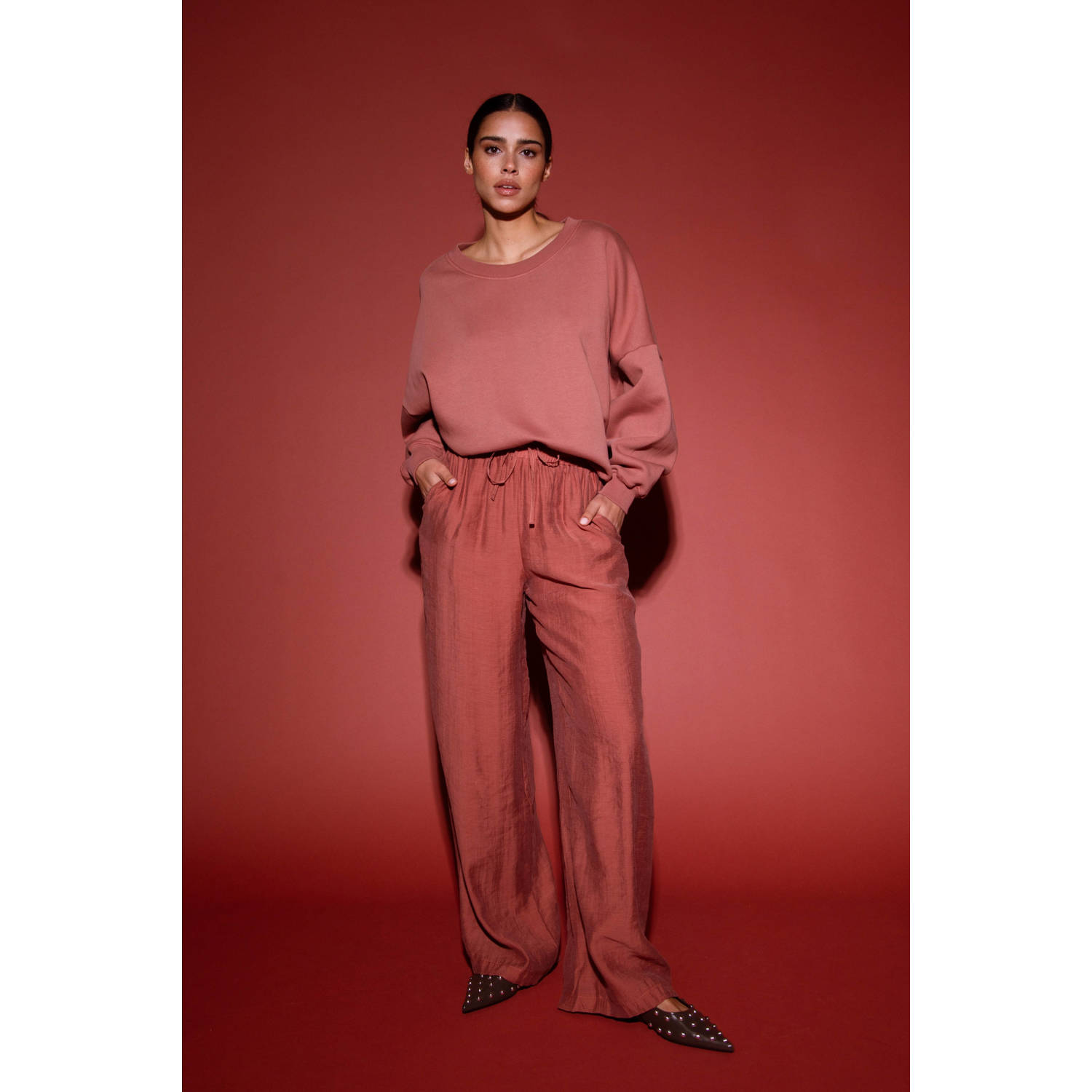 AMAYA Amsterdam straight regular waist broek oudroze