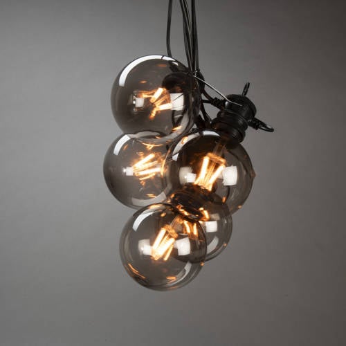 Konstsmide Feestverlichtingsnoer 10L Globe Transparant grijs rookglas afbeelding