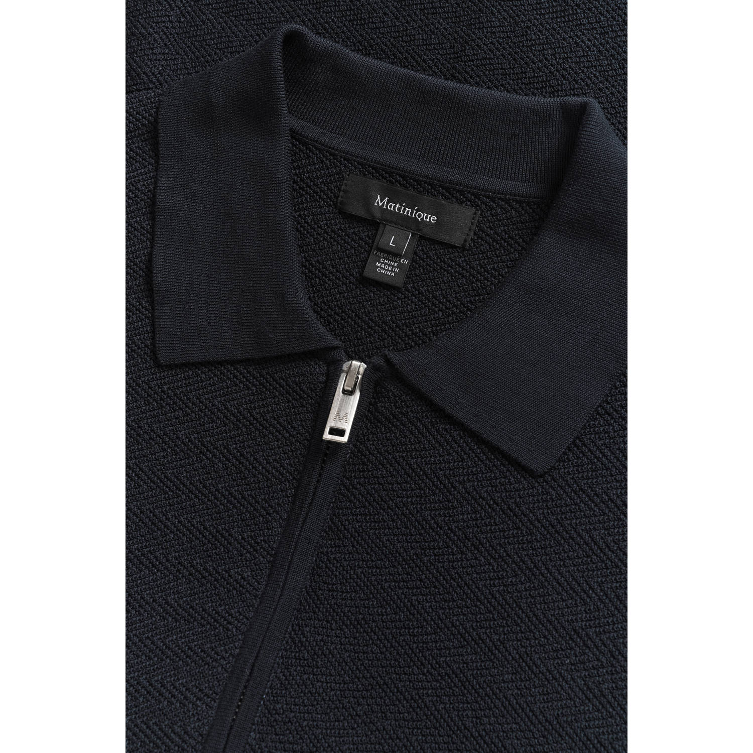 Matinique regular polo met ingebreid patroon donkerblauw