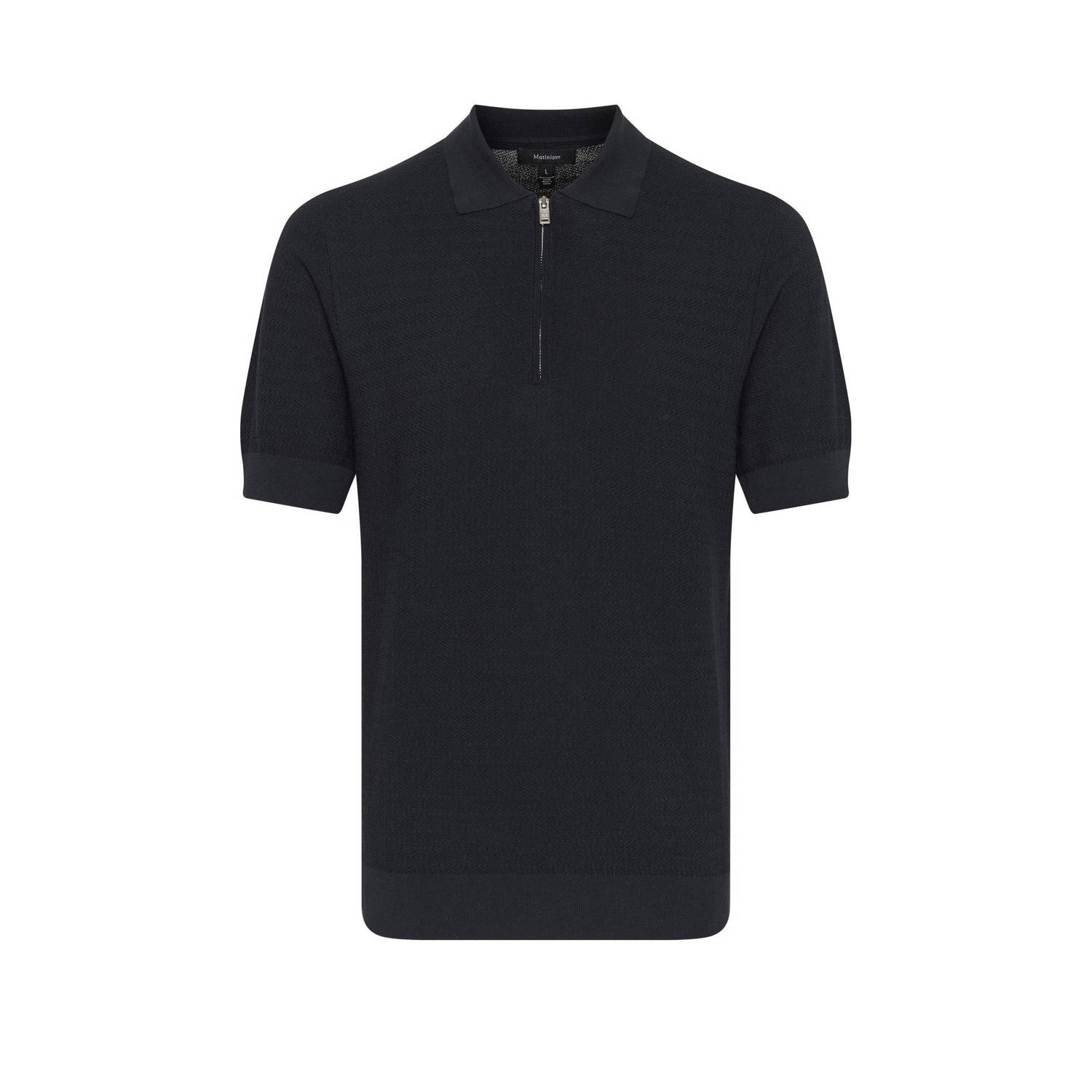Matinique regular polo met ingebreid patroon donkerblauw