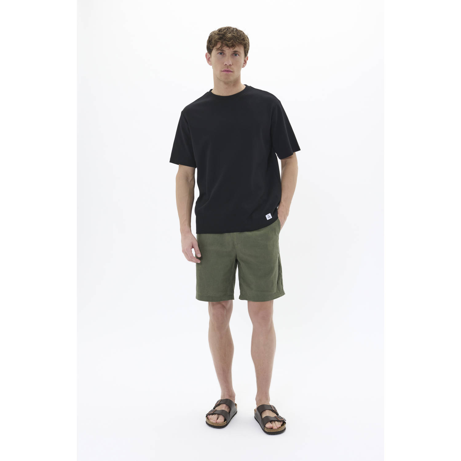 Matinique linnen regular casual short donkergroen