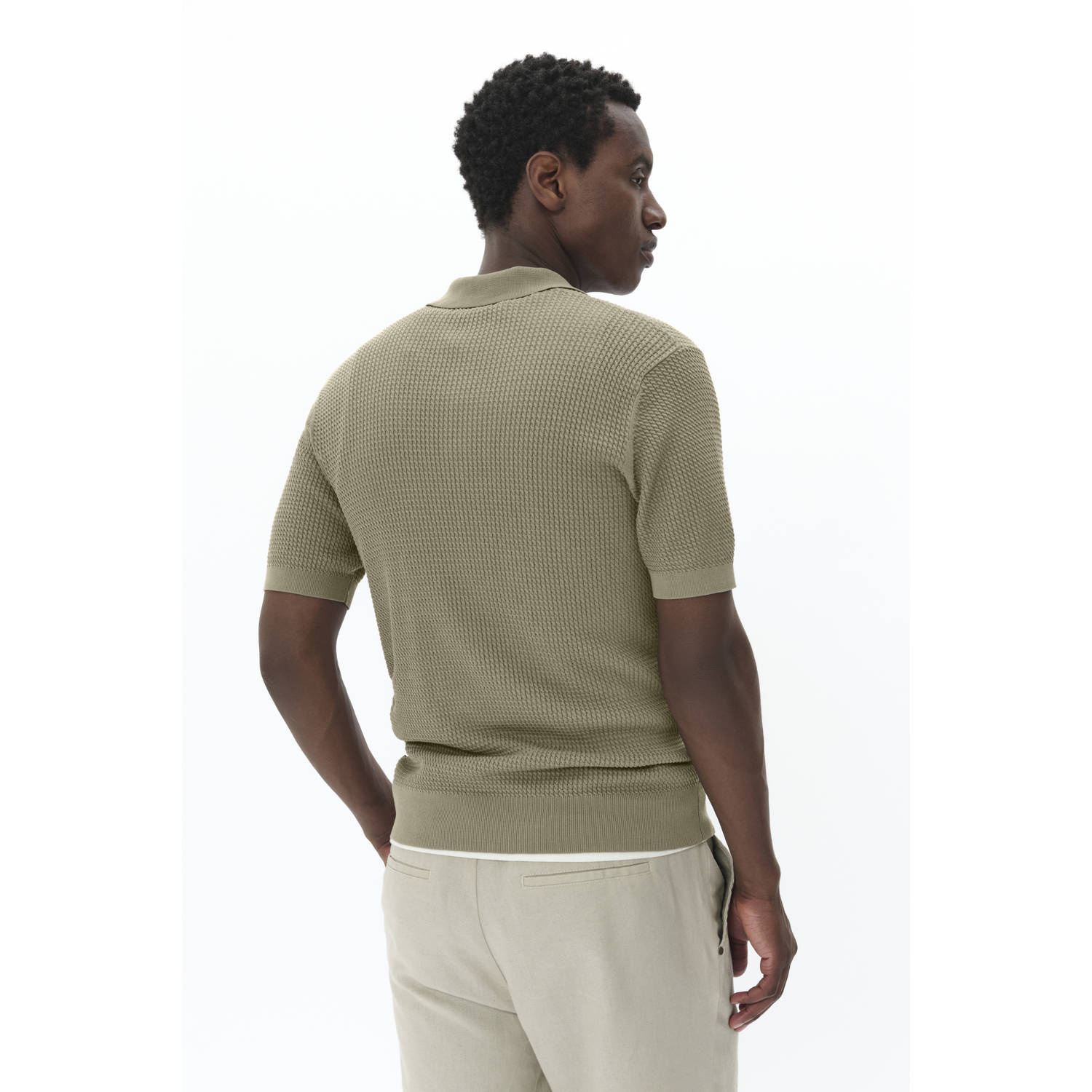 Matinique regular polo met ingebreid patroon kaki