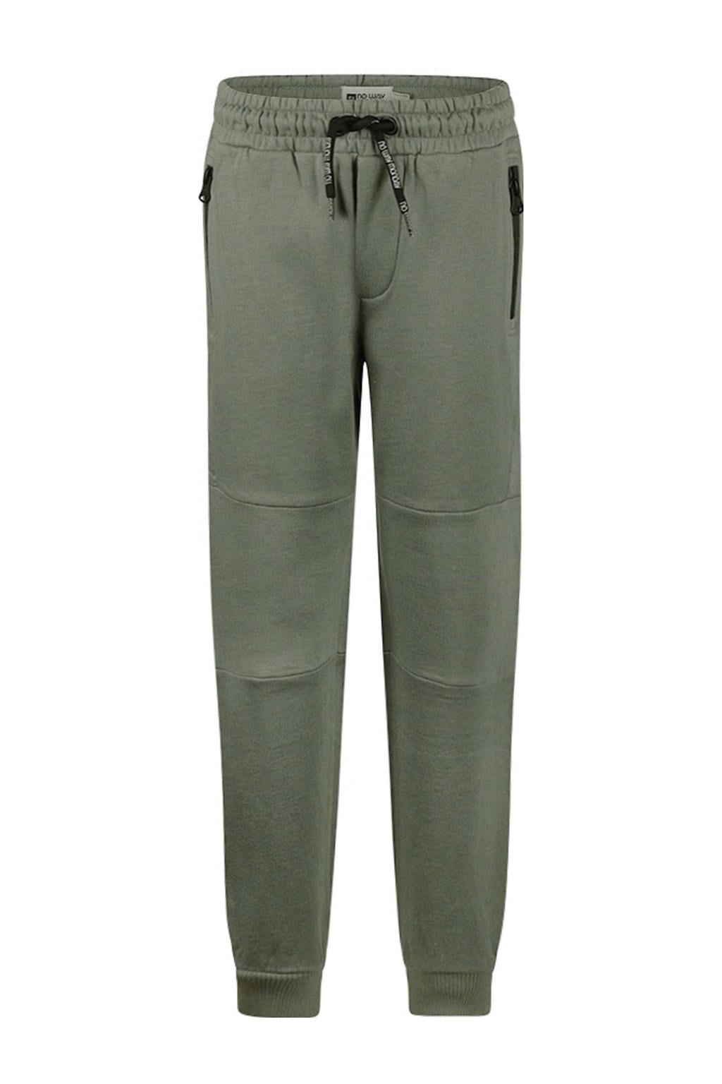Groene jongens No Way Monday regular sweatpants van katoen met elastische tailleband met koord en effen