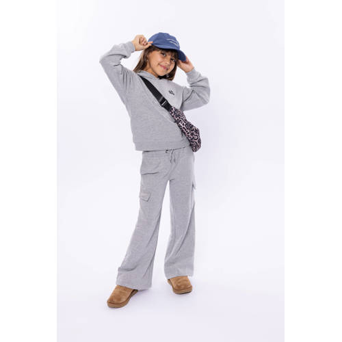 No Way Monday wide leg cargo broek grijs melange afbeelding