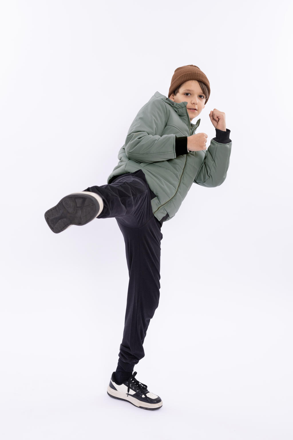 Zwarte jongens No Way Monday regular casual broek van sweat materiaal met elastische tailleband met koord en effen