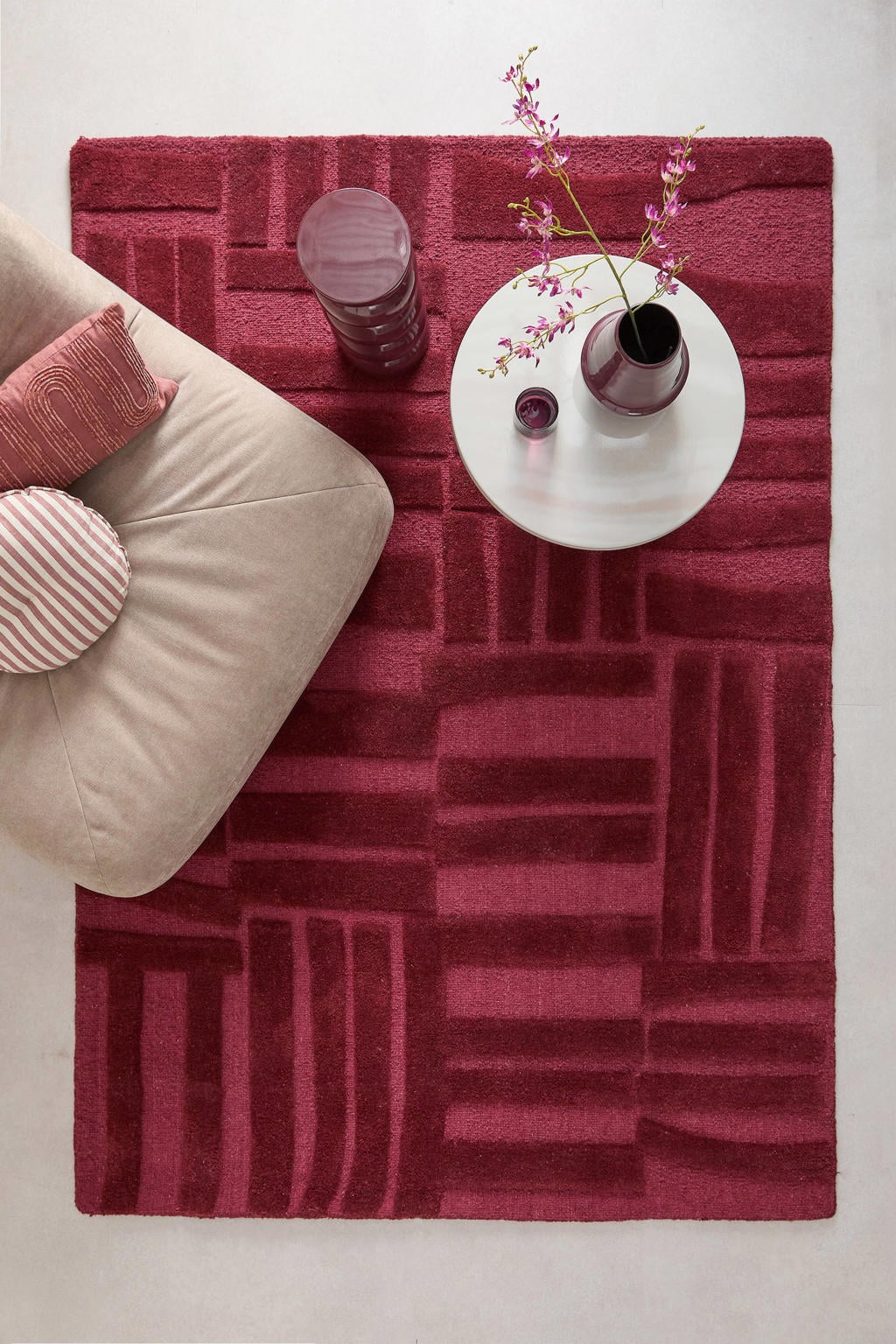 Studio LIVIT vloerkleed wol Velabu burgundy (230x160 cm)