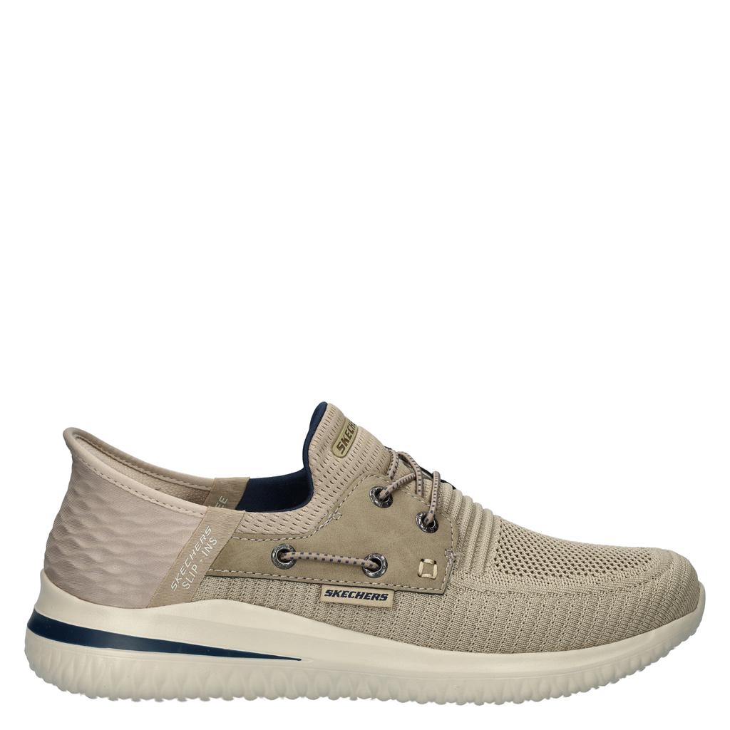 Taupe heren Skechers Delson 3.0 slip-on sneakers van nylon