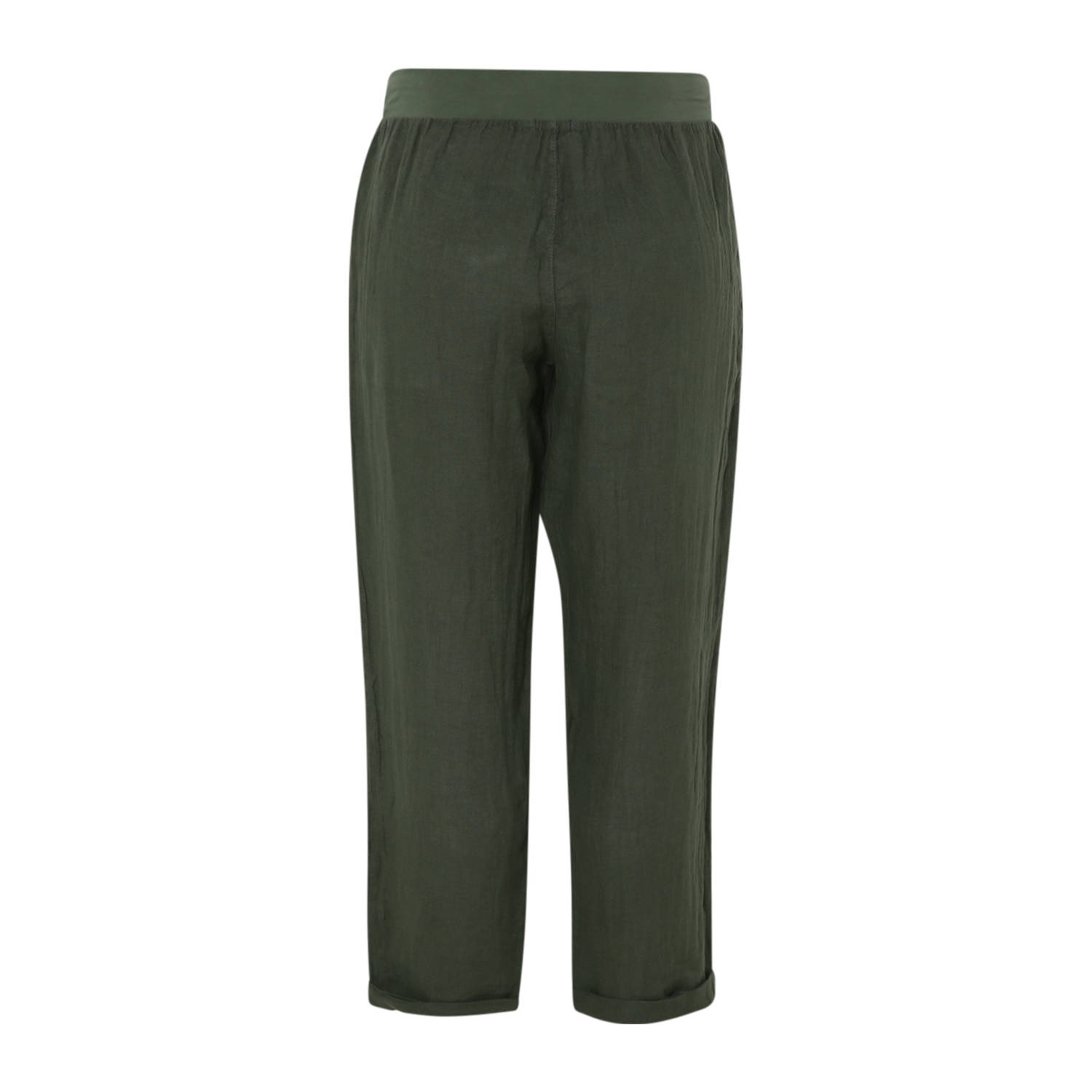 Paprika linnen straight regular waist broek kaki