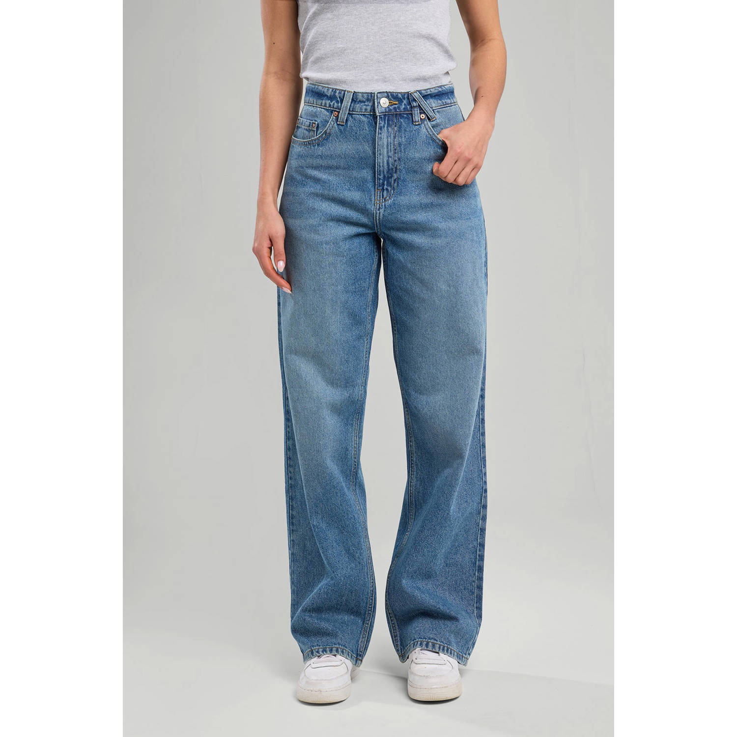 America Today high waist medium blue denim