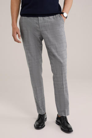 slim fit pantalon met linnen grijs