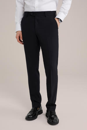 wollen slim pantalon zwart