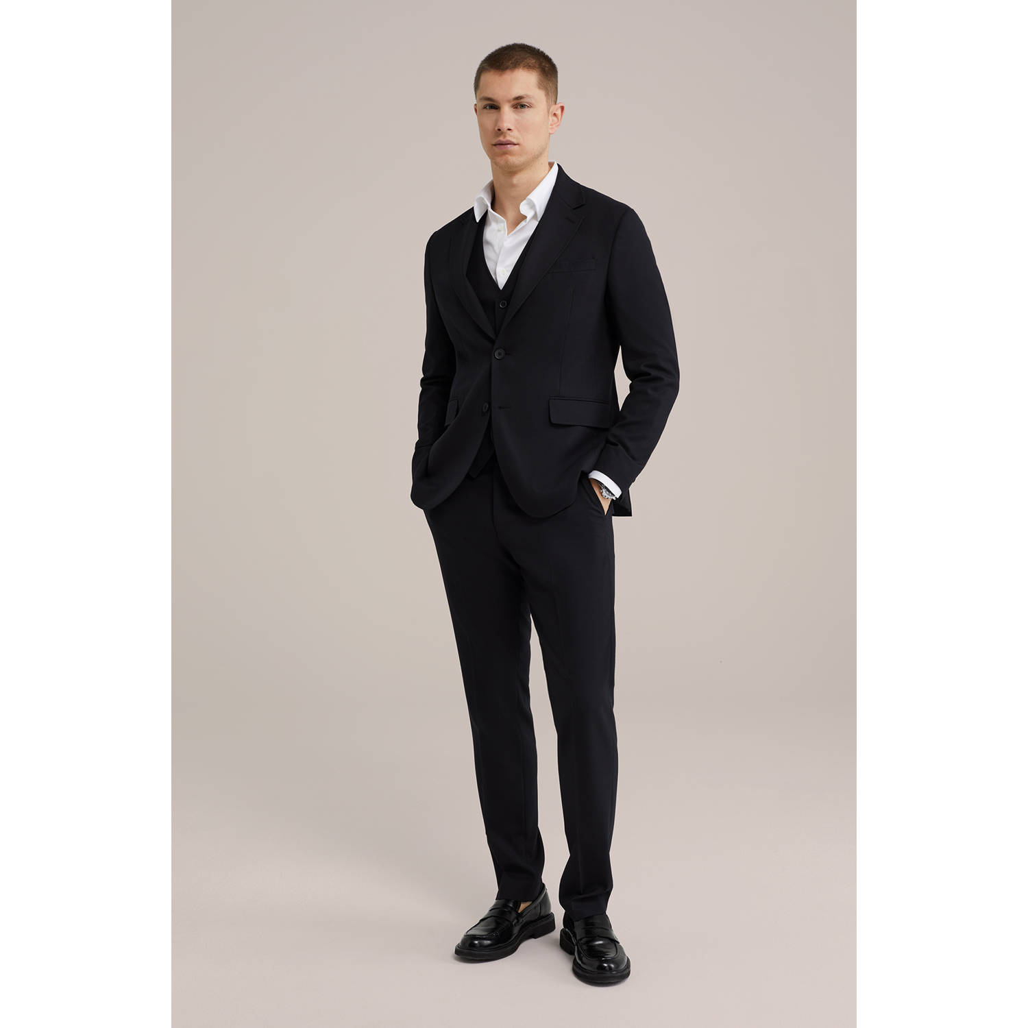 WE Fashion wollen slim pantalon zwart