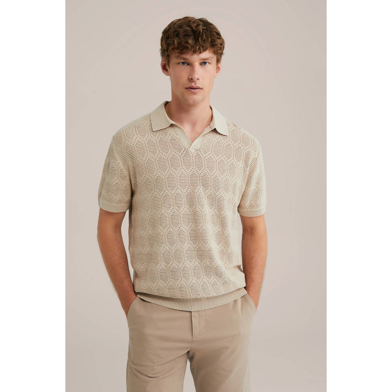 WE Fashion regular polo zand
