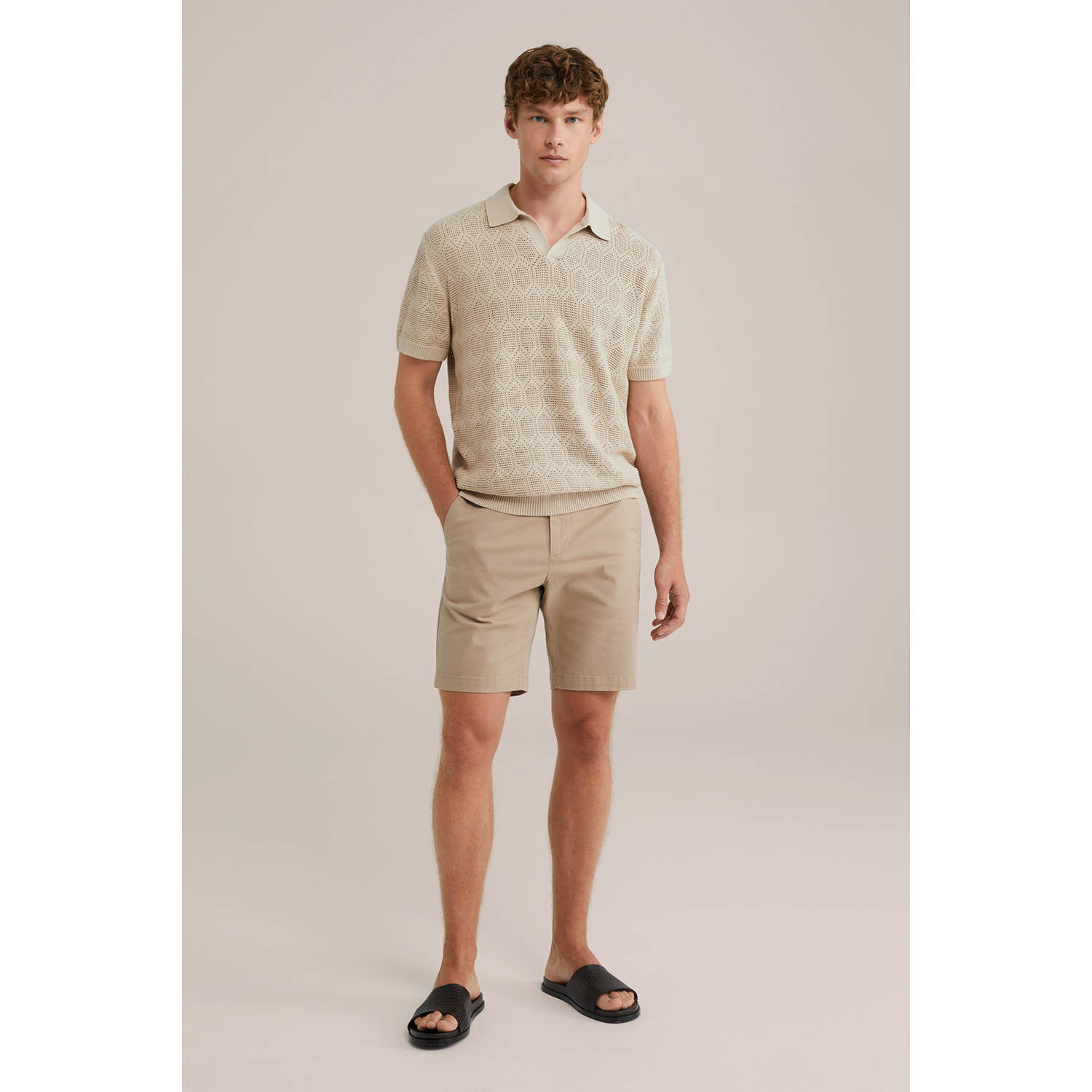 WE Fashion regular polo zand